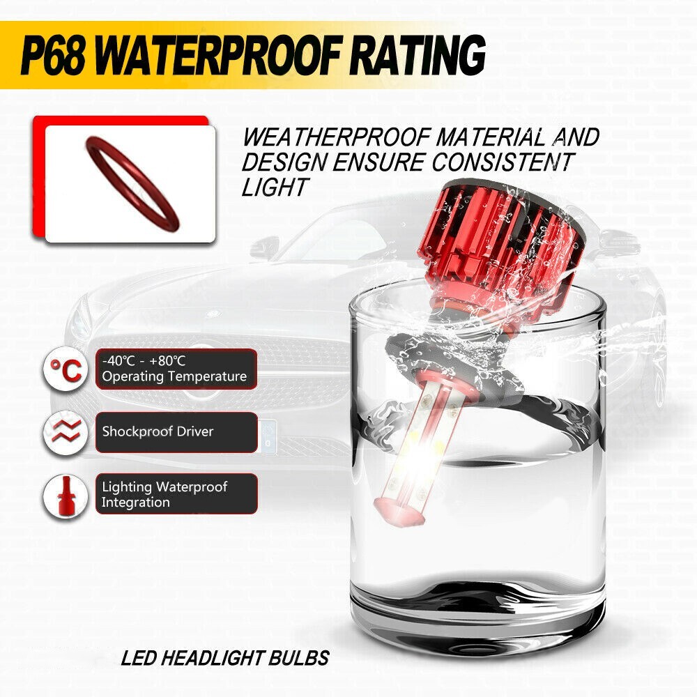 4Side H7 LED Headlight Bulbs Kit High Low Beam 6500K Super Bright White 10Pairs