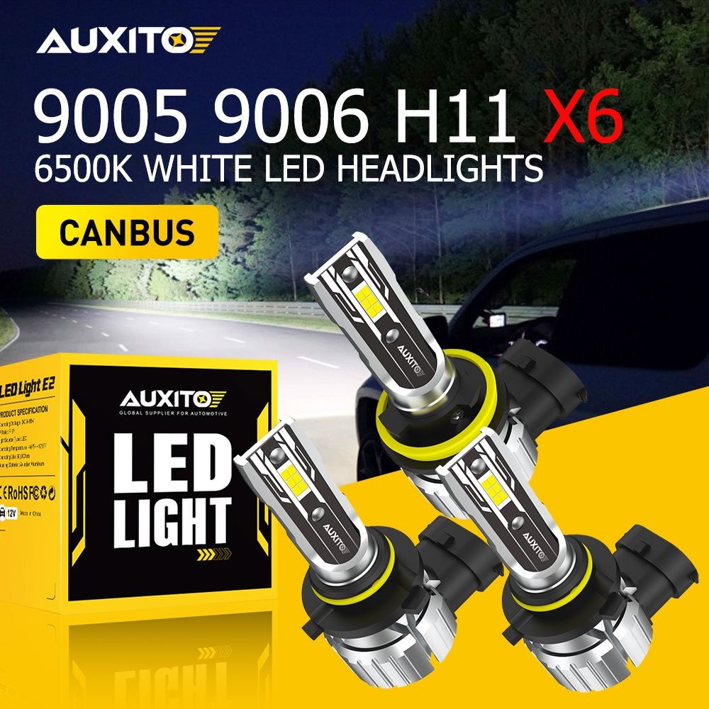 AUXITO Combo 9005+9006+H11 LED Headlight High Low Beam Fog Light White CANBUS X6