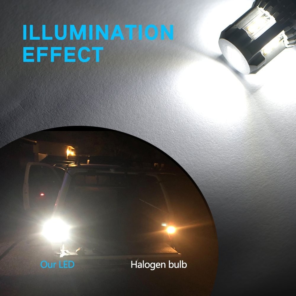 8PCS White 1156 7506 P21W BA15S LED Car Reverse Tail Parking Light DRL Bulbs 12V
