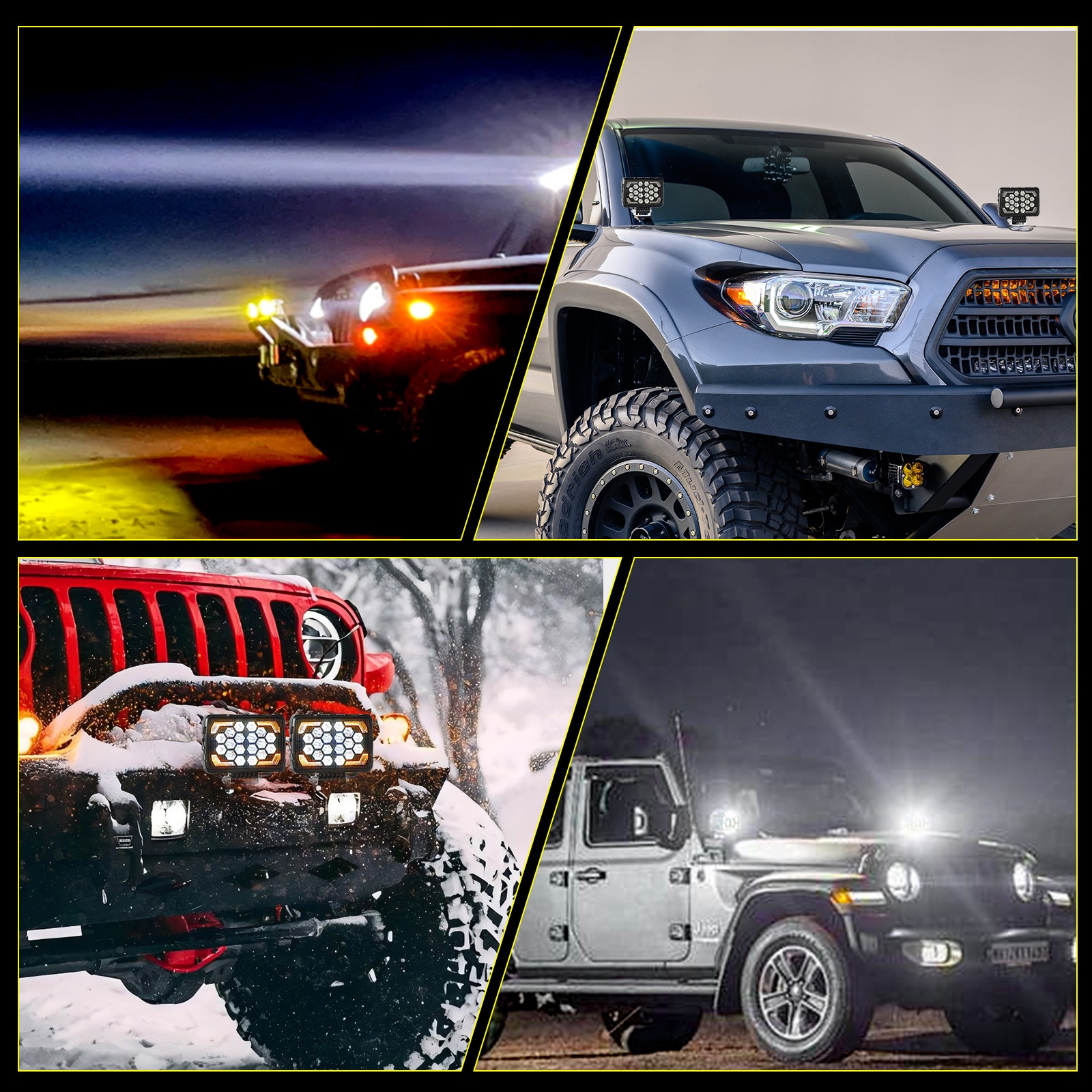 5.7″ Square LED Work Light Bar Spot Pods Fog Light Driving Offroad UTV Amber DRL