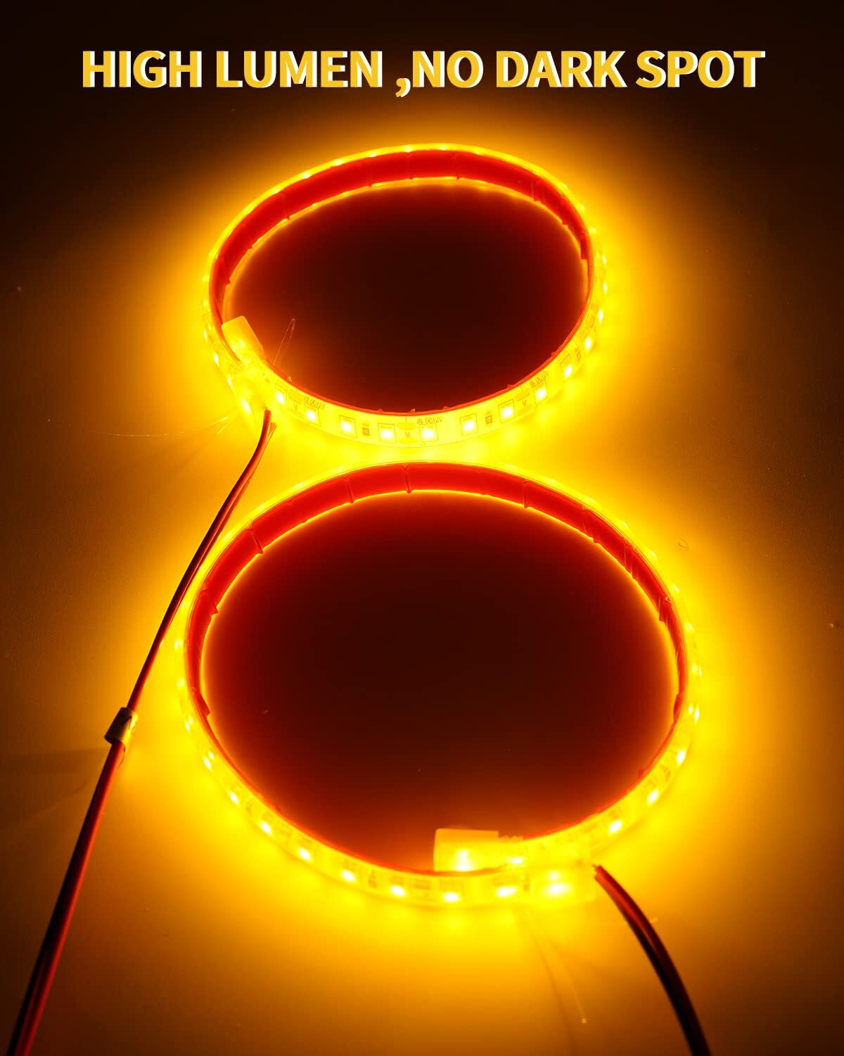 4 Pack Yellow Car LED Strip Lights 12inch 36SMD IP68 Waterproof 12V Golf