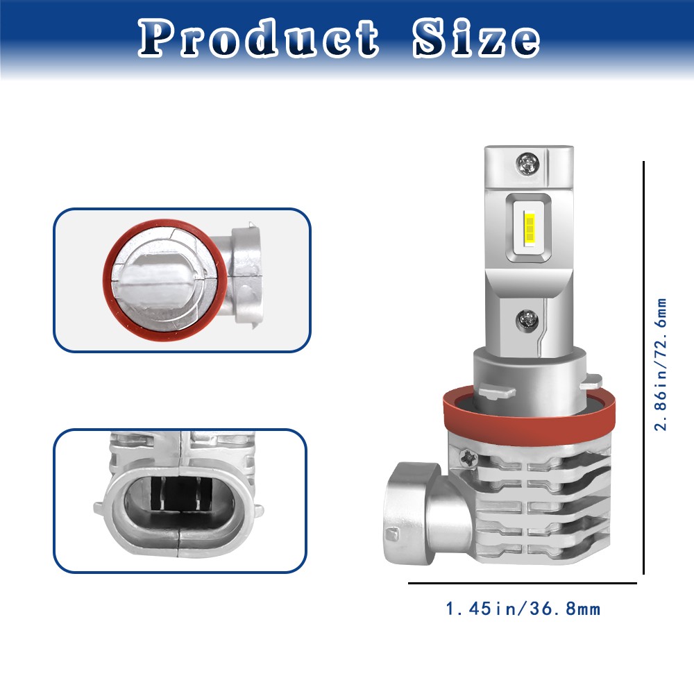 H11 H9 LED Headlight Super Bright Bulbs Kit White High/Low Beam 8000K 330000LM