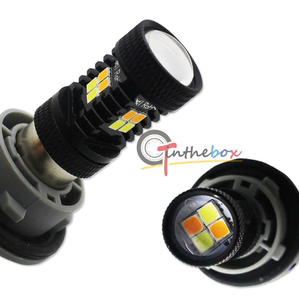 2x Switchback White&Yellow 3157 T25 3030-SMD LED Parkng Turn Signal Light Bulbs