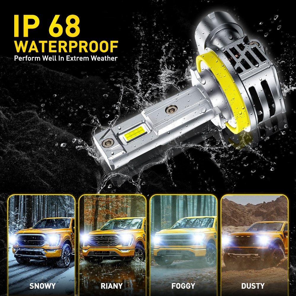 4-40X Auxito H11 9005 LED Headlight Bulbs High Low Super Bright 60000LM H8 M6S A