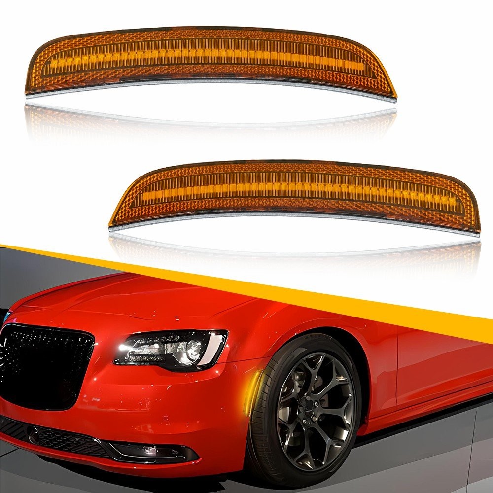 2/4x For Chrysler 300 2015-2023 amber LED Side Marker Light Lamp Front Amber Len
