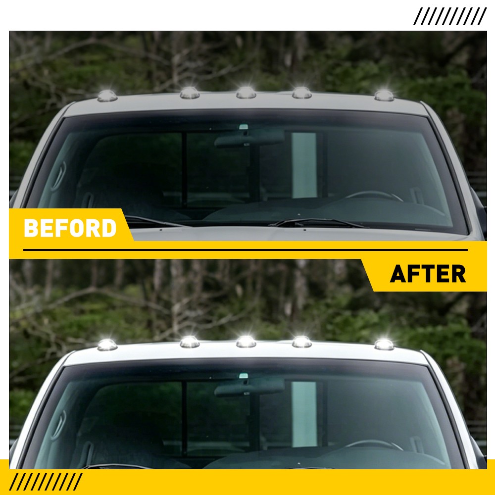 5X Clear White LED Roof Cab Running Signal Lights For Dodge Ram 1500 2500 99-02