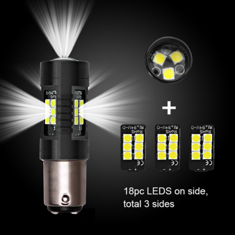 1Pair 1157 Amber/White/Red LED Turn Signal Indicator Parking Light Bulbs CANBUS