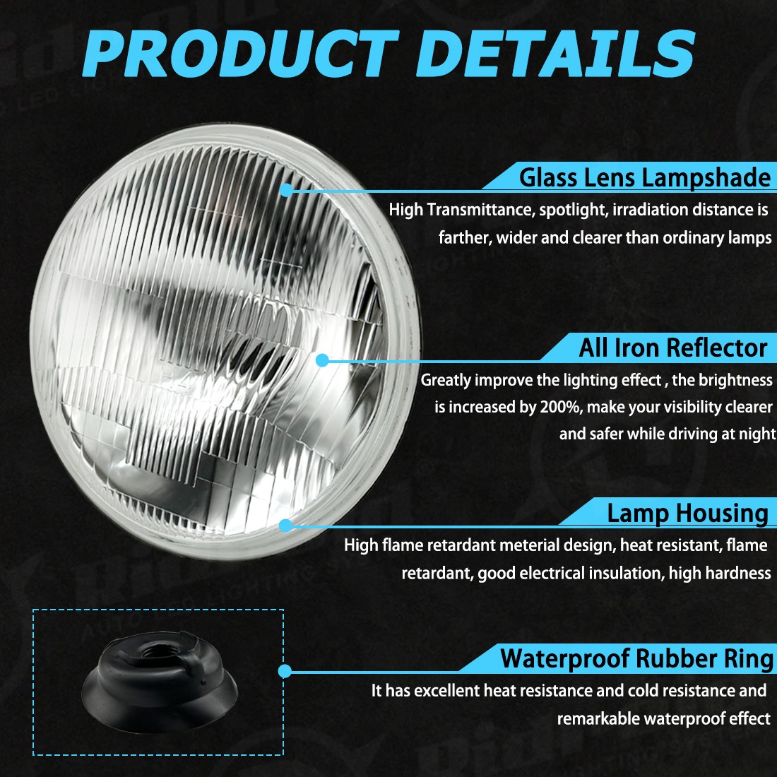 ORIGINAL CLASSIC LOOK Round 7inch LED GLASS Headlight Conversion Chrome pair