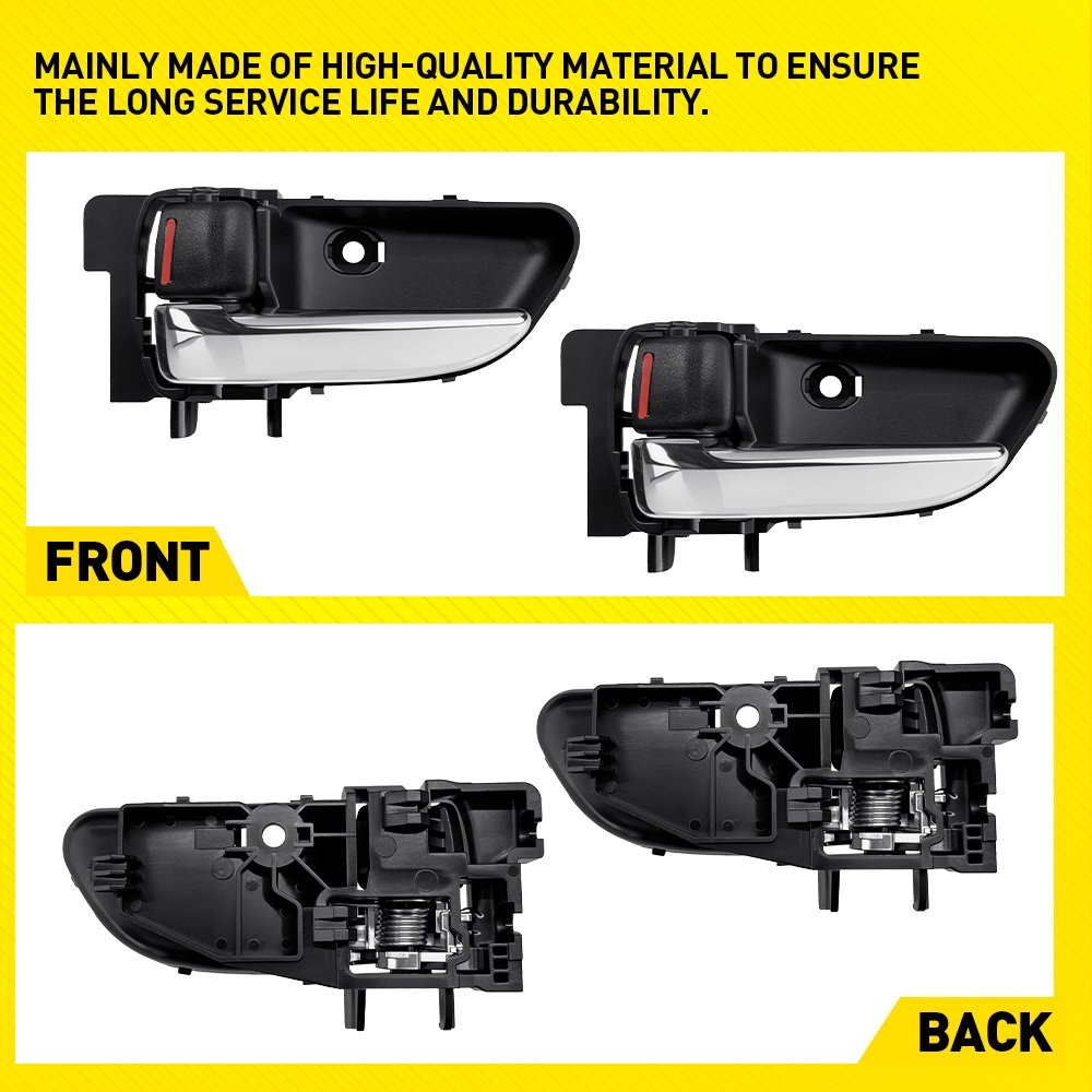 Left Inner Door Handle For Subaru Forester 2003-2008 Black w/Chrome Lever 1-5SET