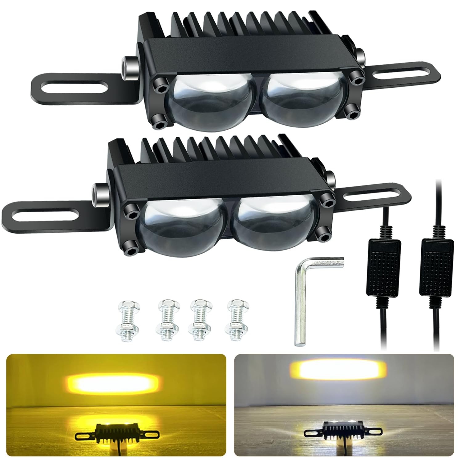 2 PCS Car Grille Light 2.7 Inch Mini Motorcycle Spotlight Fog DC12/24V SUV