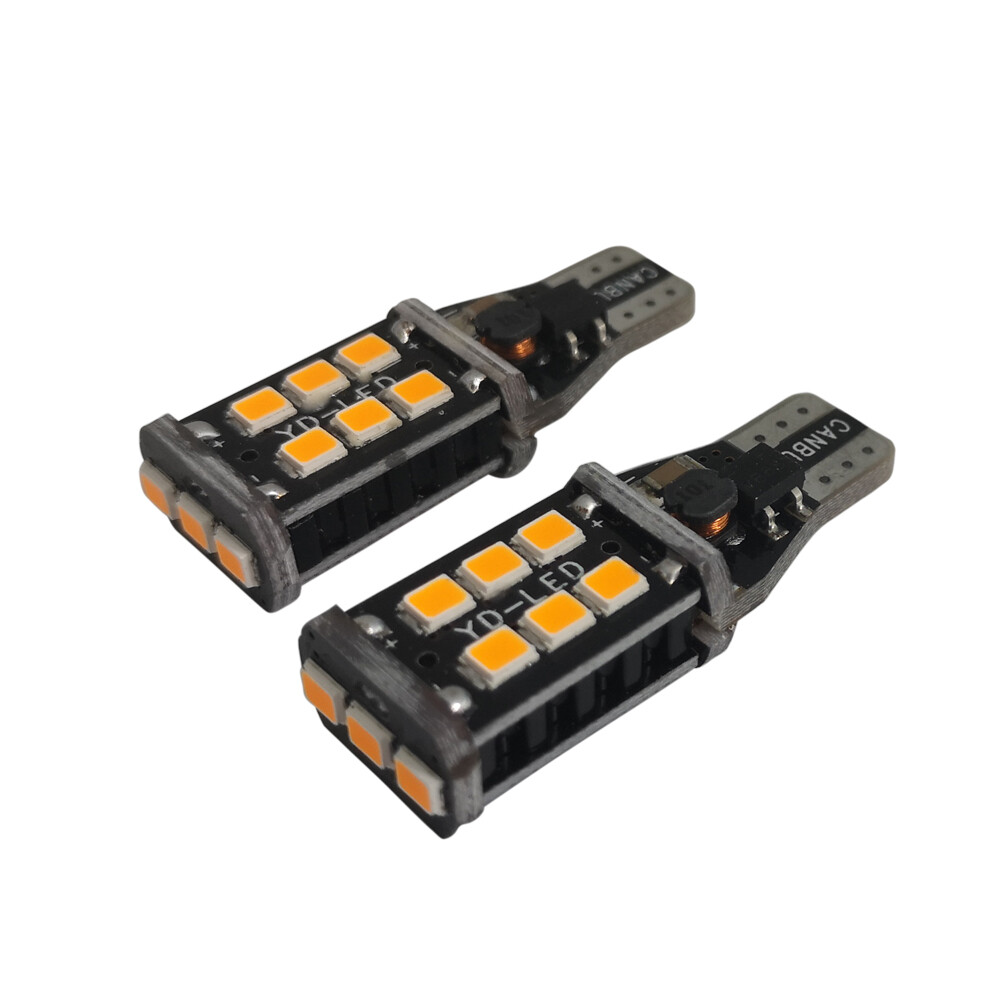 2X Amber Yellow T15 2835 15LED Car Indicator Turn Signal Wedge Light Bulb 10-30V