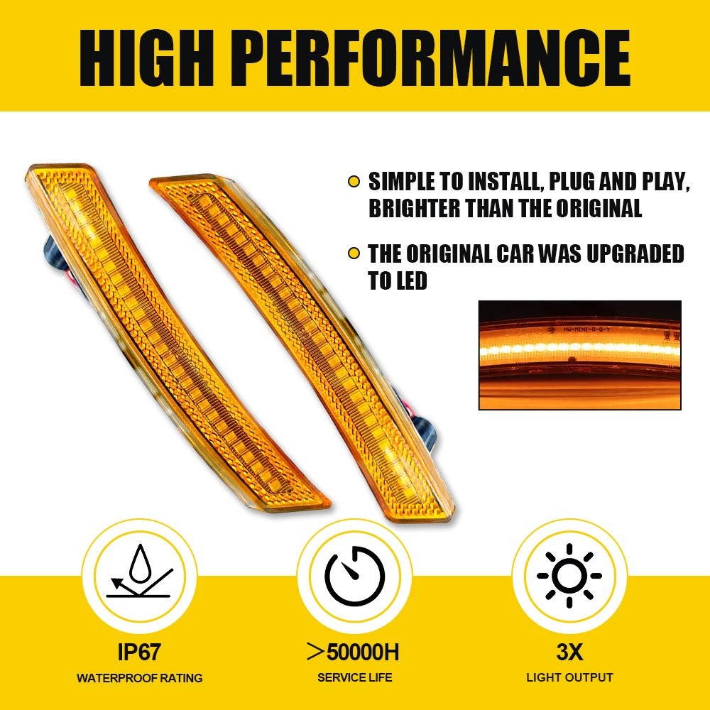 FULL LED Pair Amber Marker Front Side Lights Gen For 2nd 2007-2015 Mini Cooper