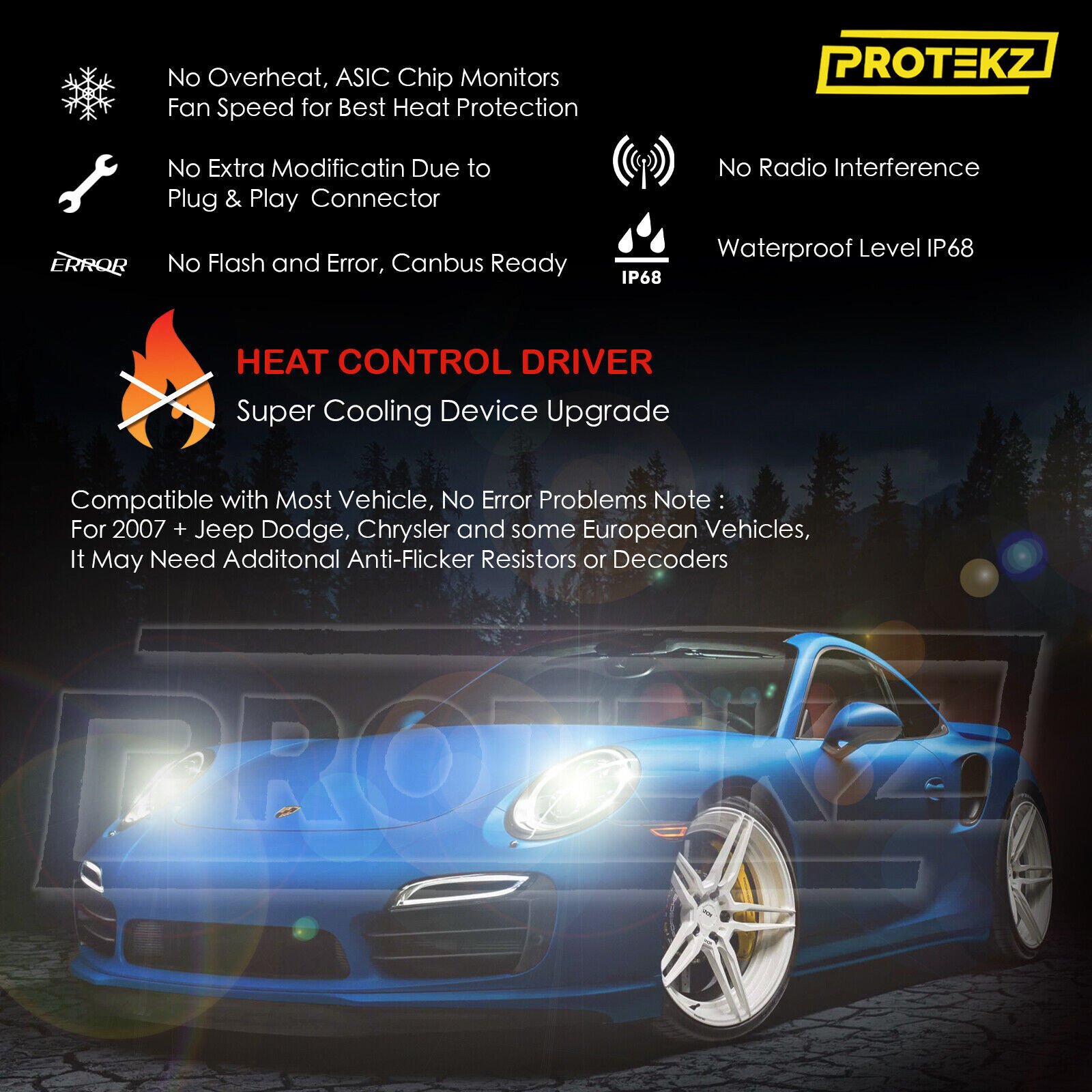 9007 LED Bulb CREE Chips 6000K Wide Angle 360 Degree Adjustable HB5 Headlight