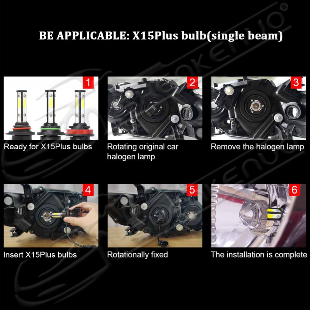4SIDE 9005+9006 LED Combo Headlight Kits SKN COB 440W Light Bulbs High Low Beam