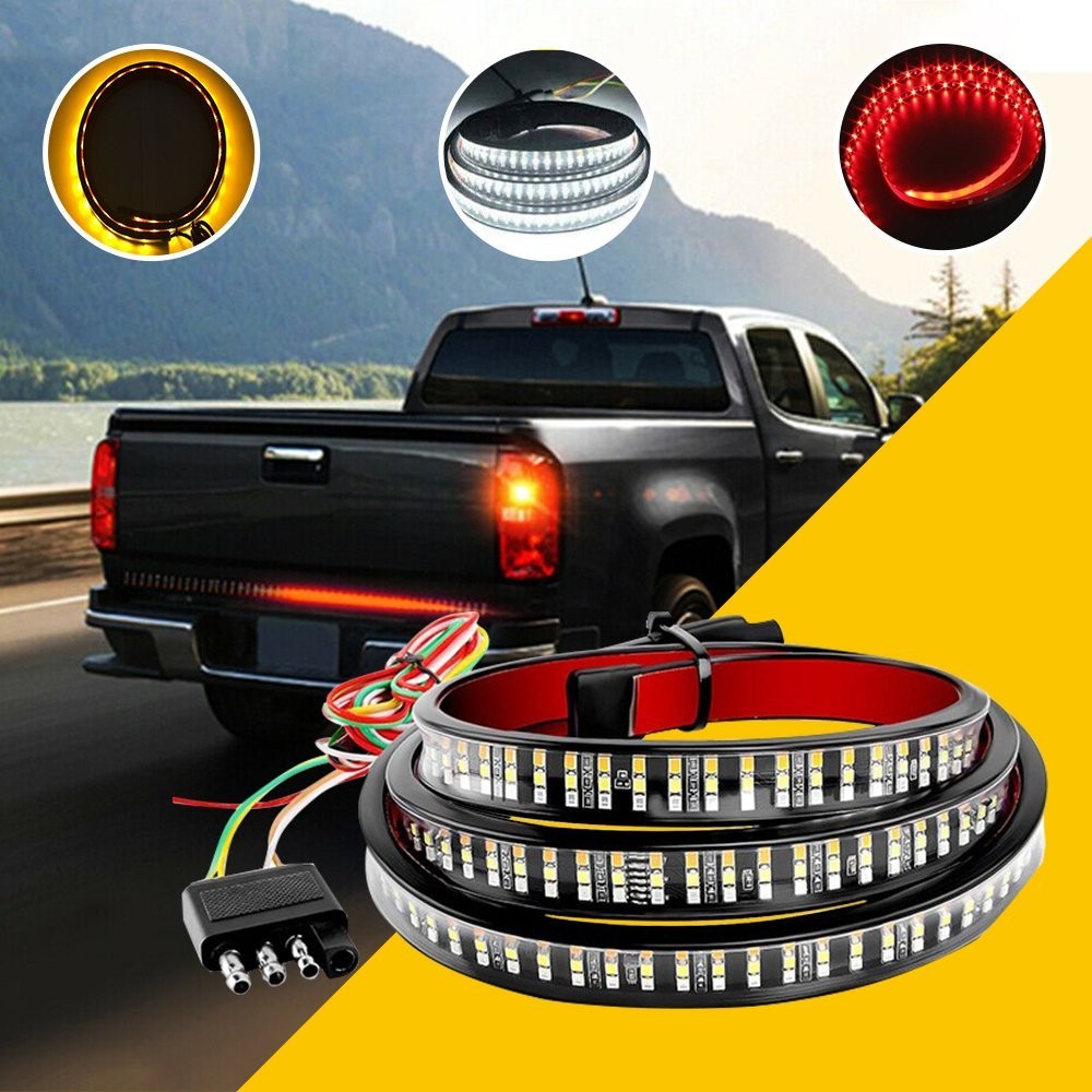 60″ 3 Row 432 LED 3 Strip Tailgate Light Truck Bar Reverse Brake Rear Tail Light