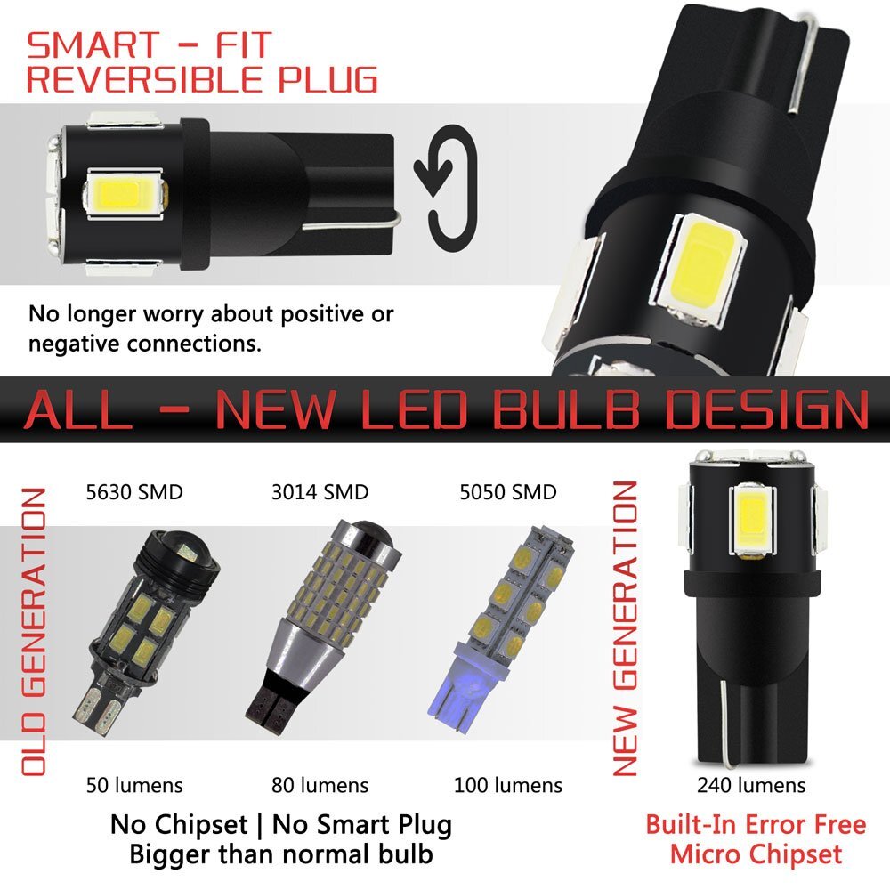 10X Super White T10/921/194/2825/158 RV Trailer LED Interior Dome Map Light Bulb