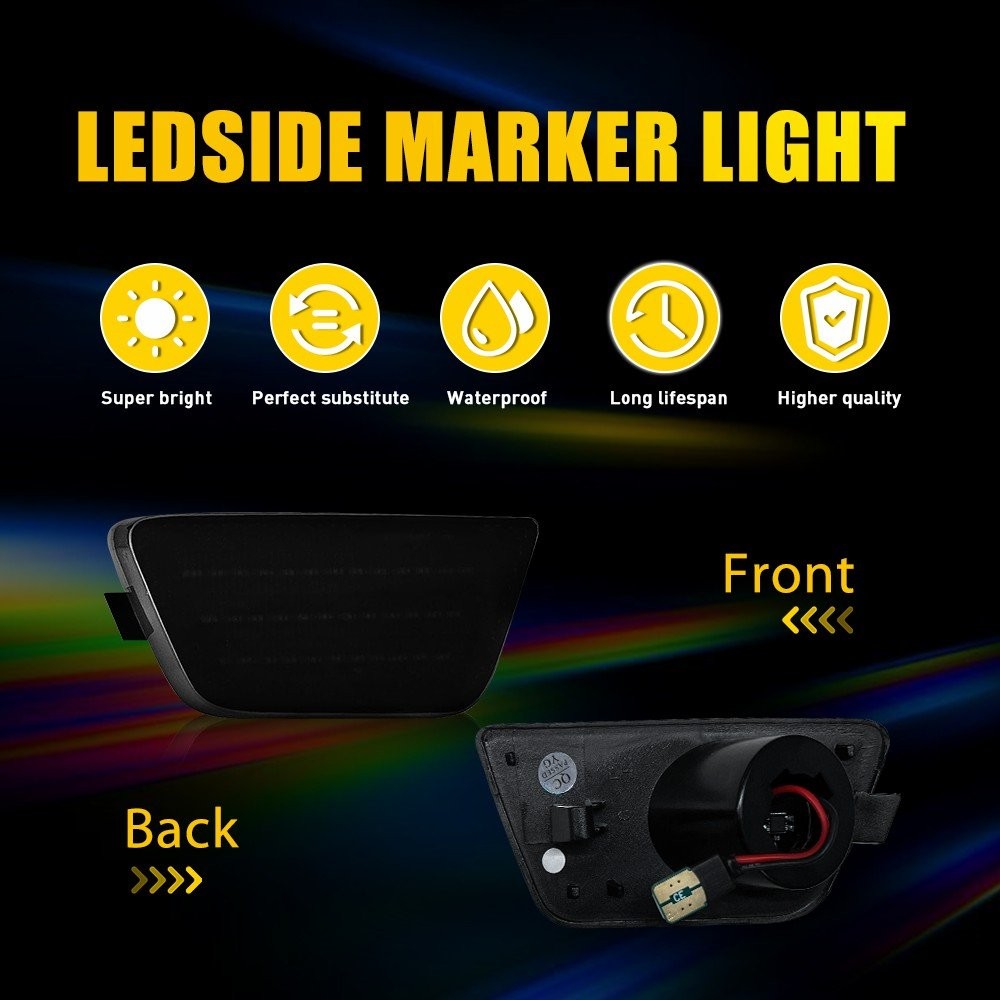 LED Smoked Front Lens Side Marker Bumper Light White Cruze For 2011-2015 Chevy