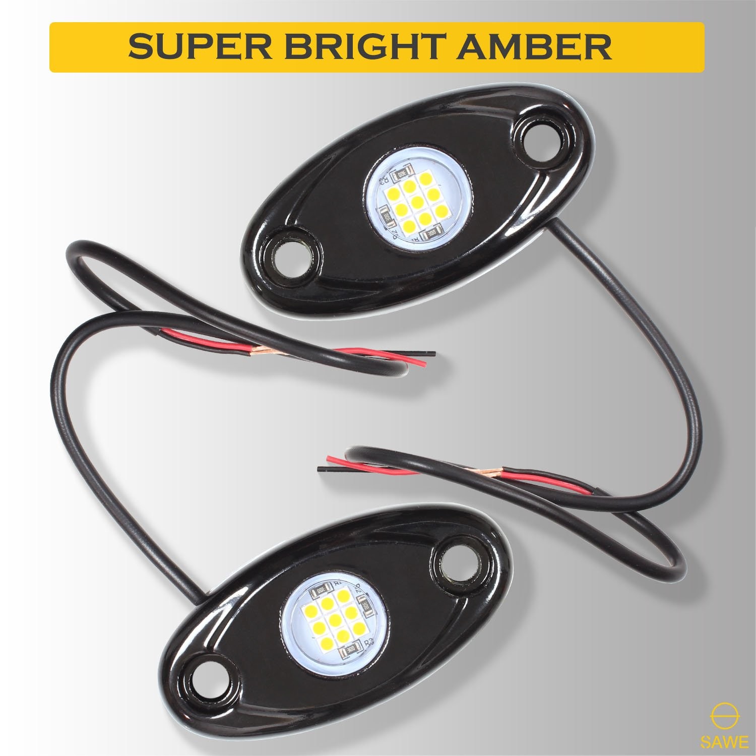 8x Amber LED Rock Light Pods Lights For JEEP Off Road Truck ATV Under Body Wheel