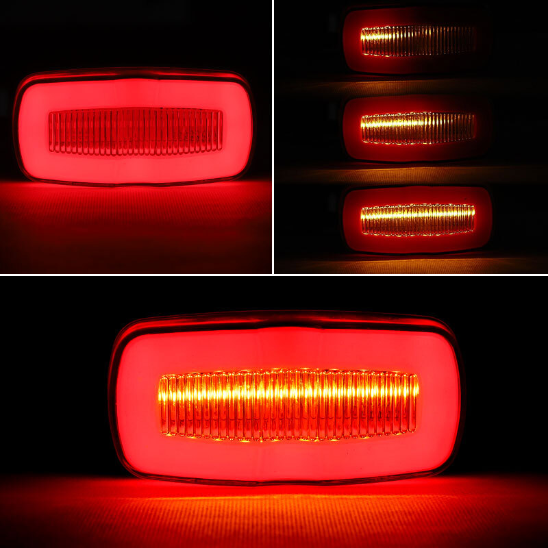 4PC 4″ Red Amber Flowing LED Side Marker Light Tail Turn Signal Clearance Truck
