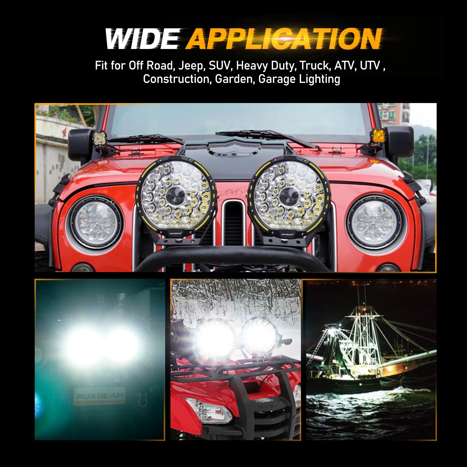 AUXBEAM 9″INCH 360-PRO Round 720W LED Work Light Bar Offroad Driving Fog Lamps