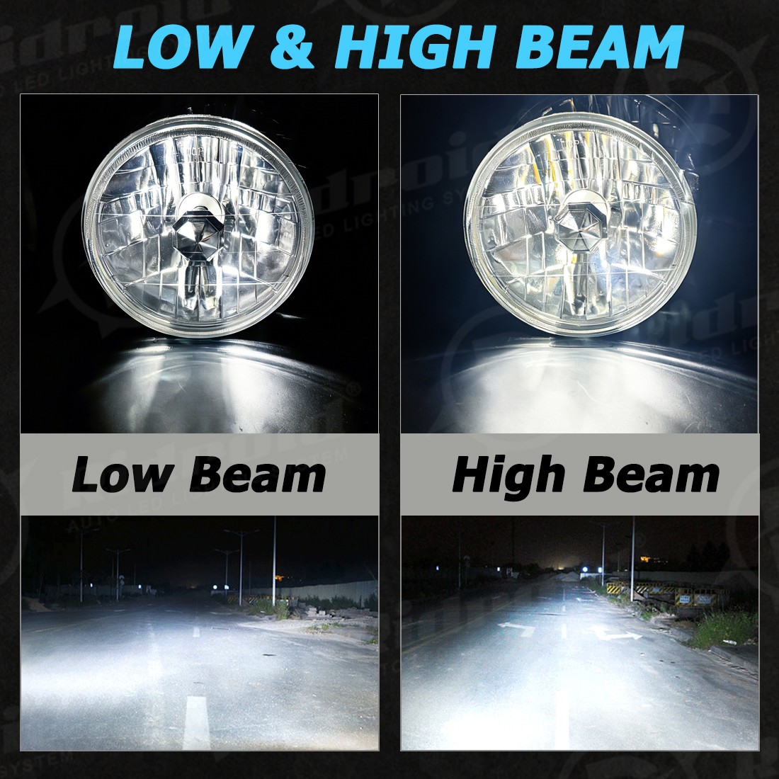 For Hummer H2 2003-2009 Pair DOT 7 inch Round LED Headlights w/ High Low Beam