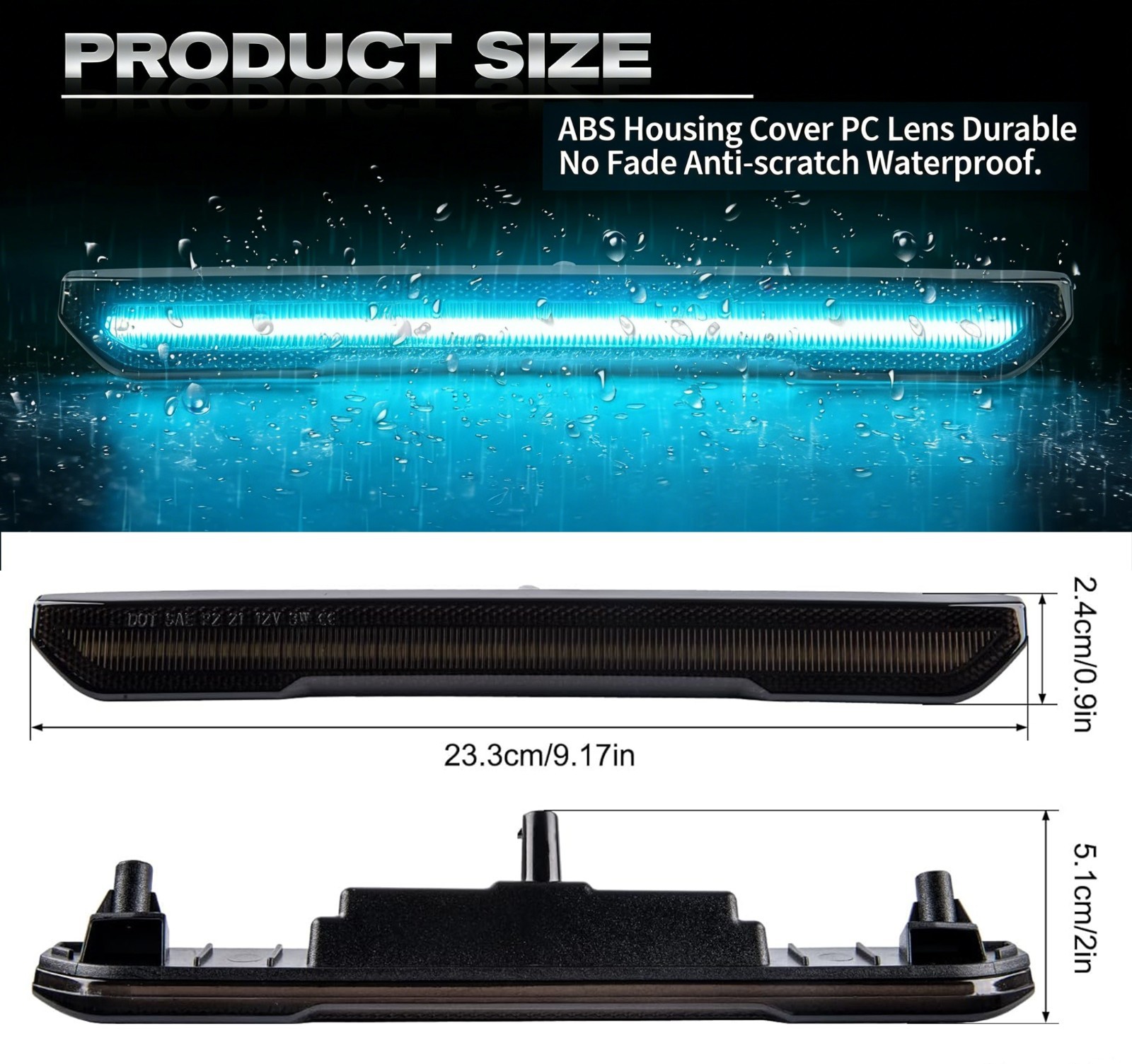 Smoke Lens Bule Side LED Marker Fender Lights For GMC Sierra 2500HD 3500HD 20-24