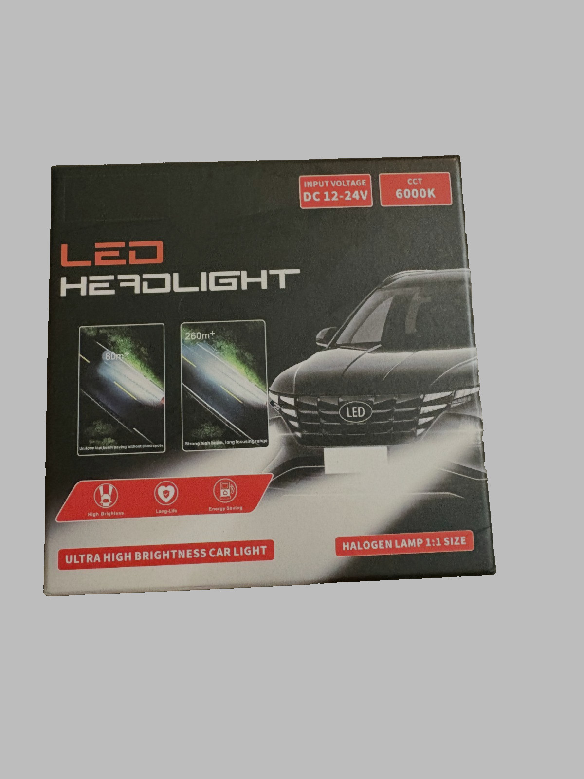LED Car Headlight Bulb 6000K Ultra Bright DC 12-24V H8 H11 H16