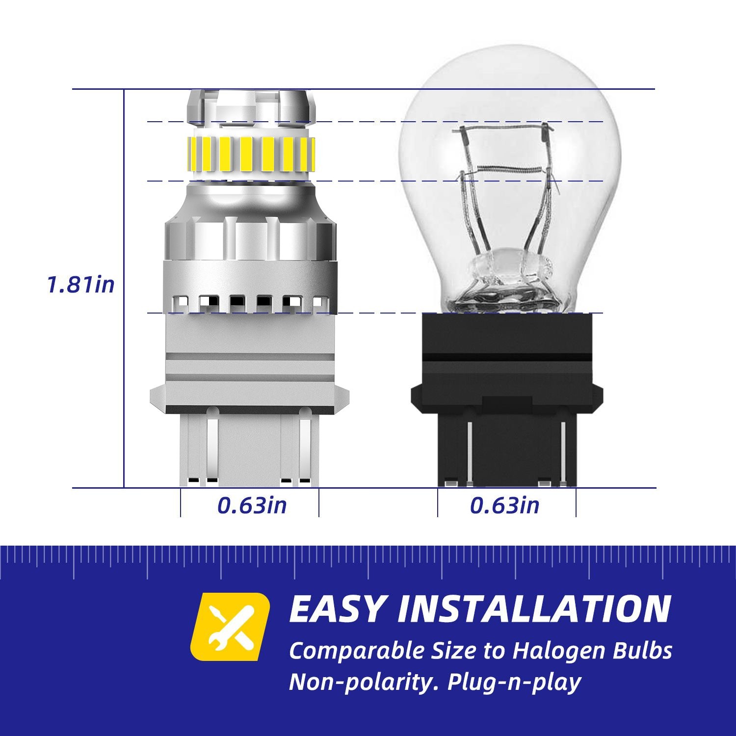 2F Series 3157 LED Bulbs Error Free CANBUS Anti Hyper Flash Bright White 2-10X