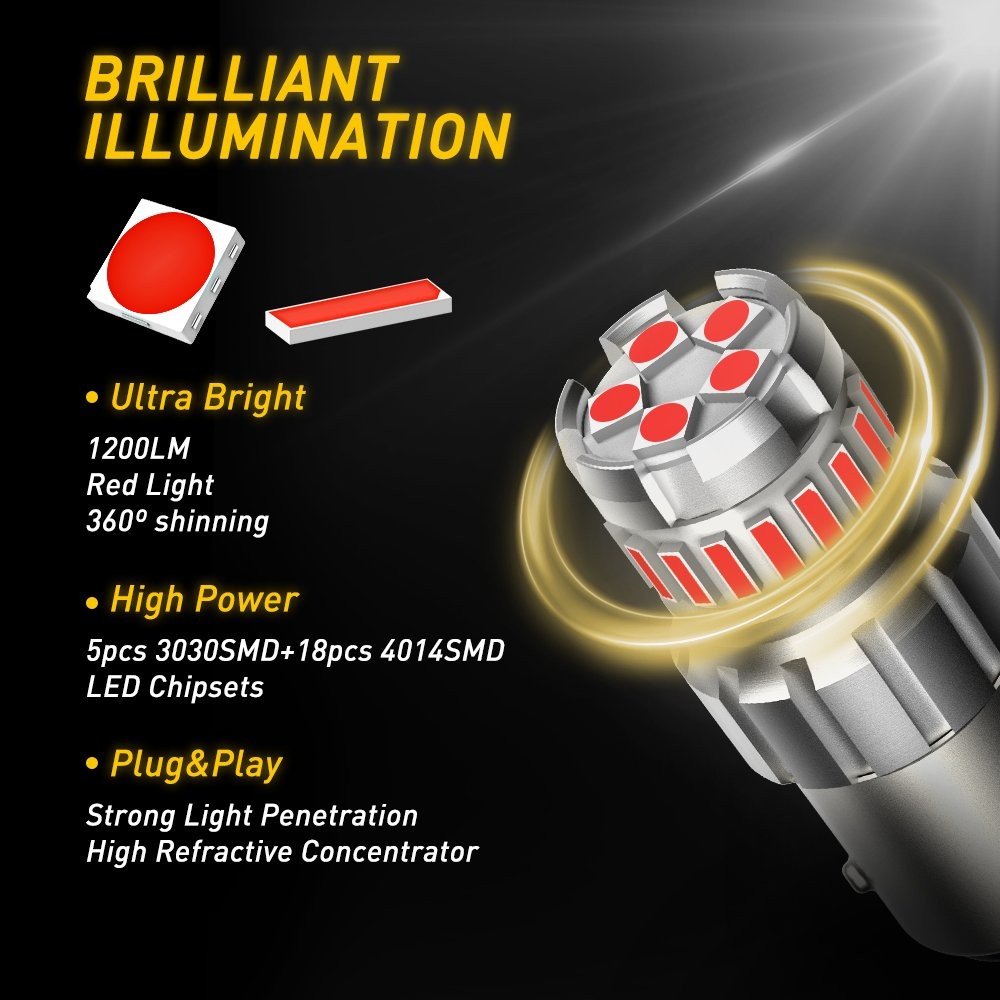 1156 7506 Red LED Brake Stop Light Tail Bulb Fit BMW Audi Lexus Error Free