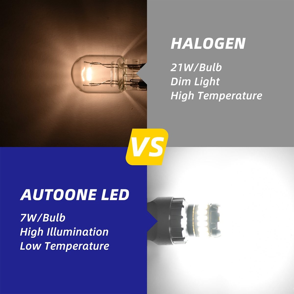 7443 7440 LED Turn Signal Reverse Light Bulbs AUTOONE Error Free White 6500K