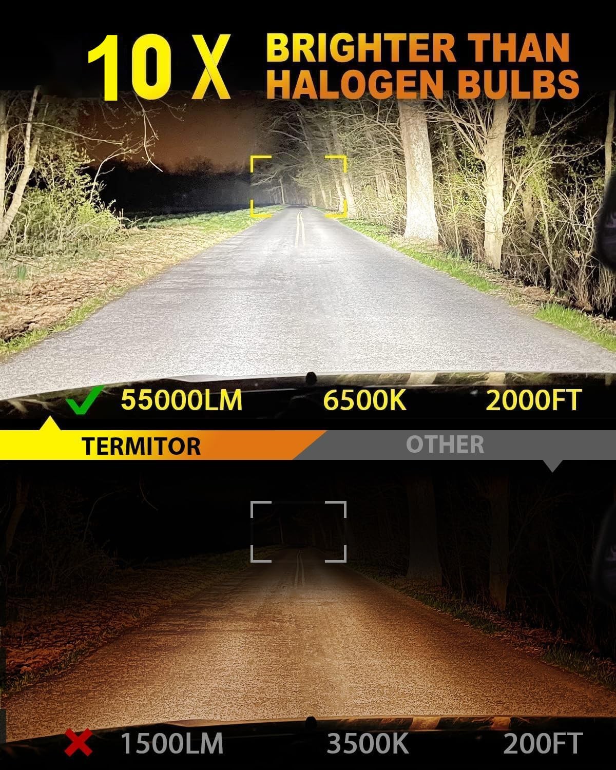 9007 LED Bulbs, 50,000LM Ultra Bright 6500K, IP68 Waterproof, Pack of 2