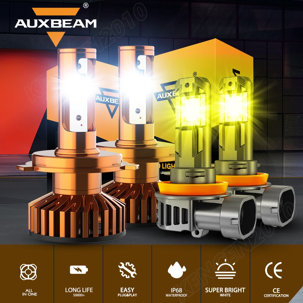 For Toyota Tacoma 2012-2015 AUXBEAM Combo 4 LED Headlight& Fog Bulb White Yellow
