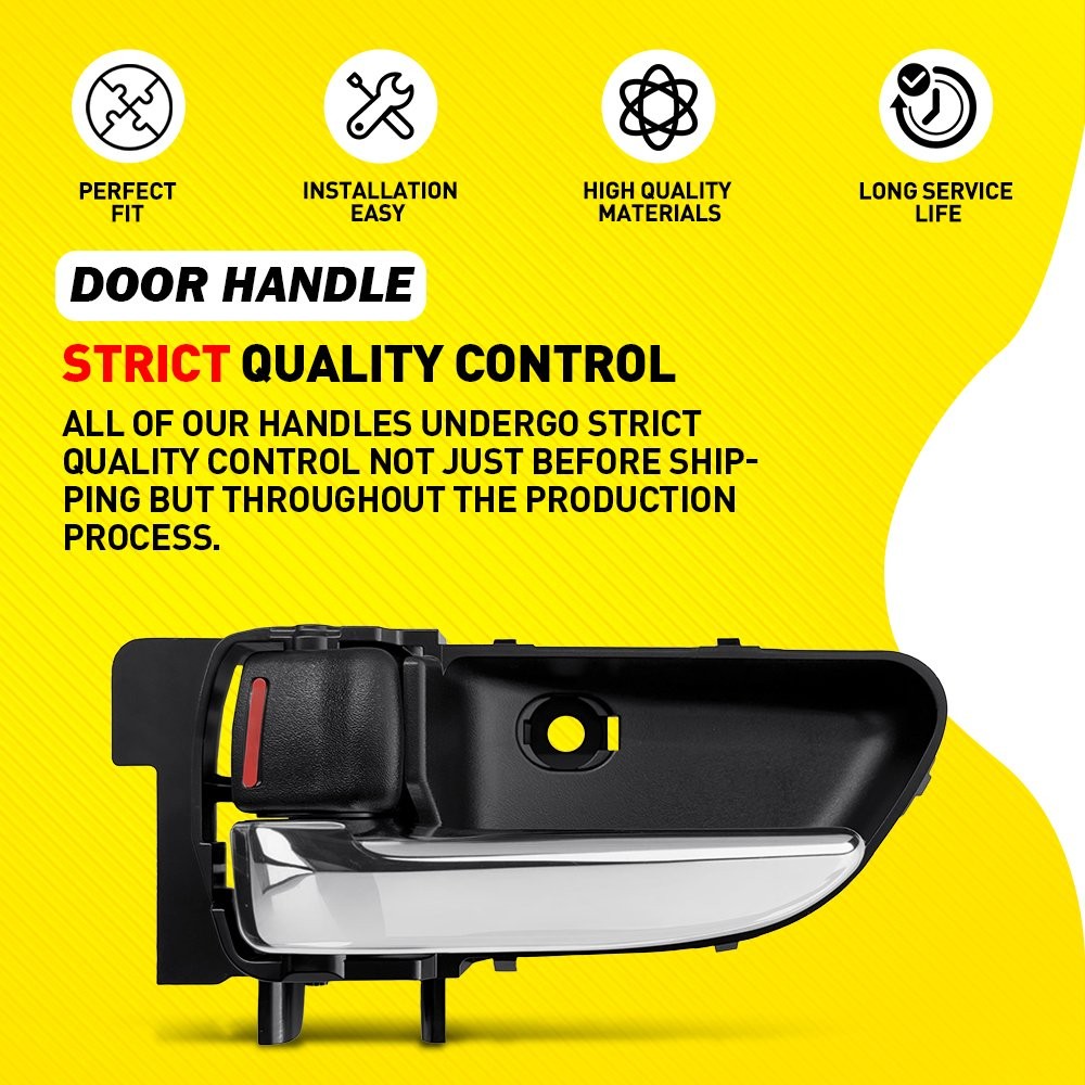Left Inner Door Handle For Subaru Forester 2003-2008 Black w/Chrome Lever 1-5SET