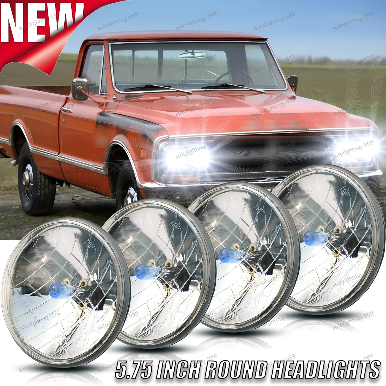 4X 5.75″ 5-3/4″ Round Halogen Headlights for GMC C15/C1500 Pickup C2500 Suburban