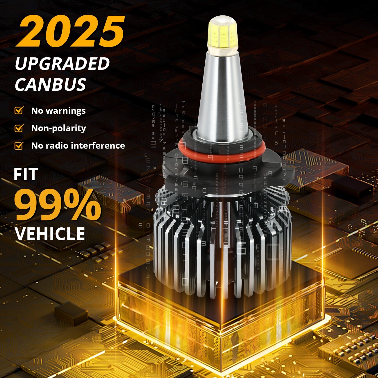 8-sides 9005 LED Bulb Headlight High or Low beam Conversion Kit Bright Plug&Play