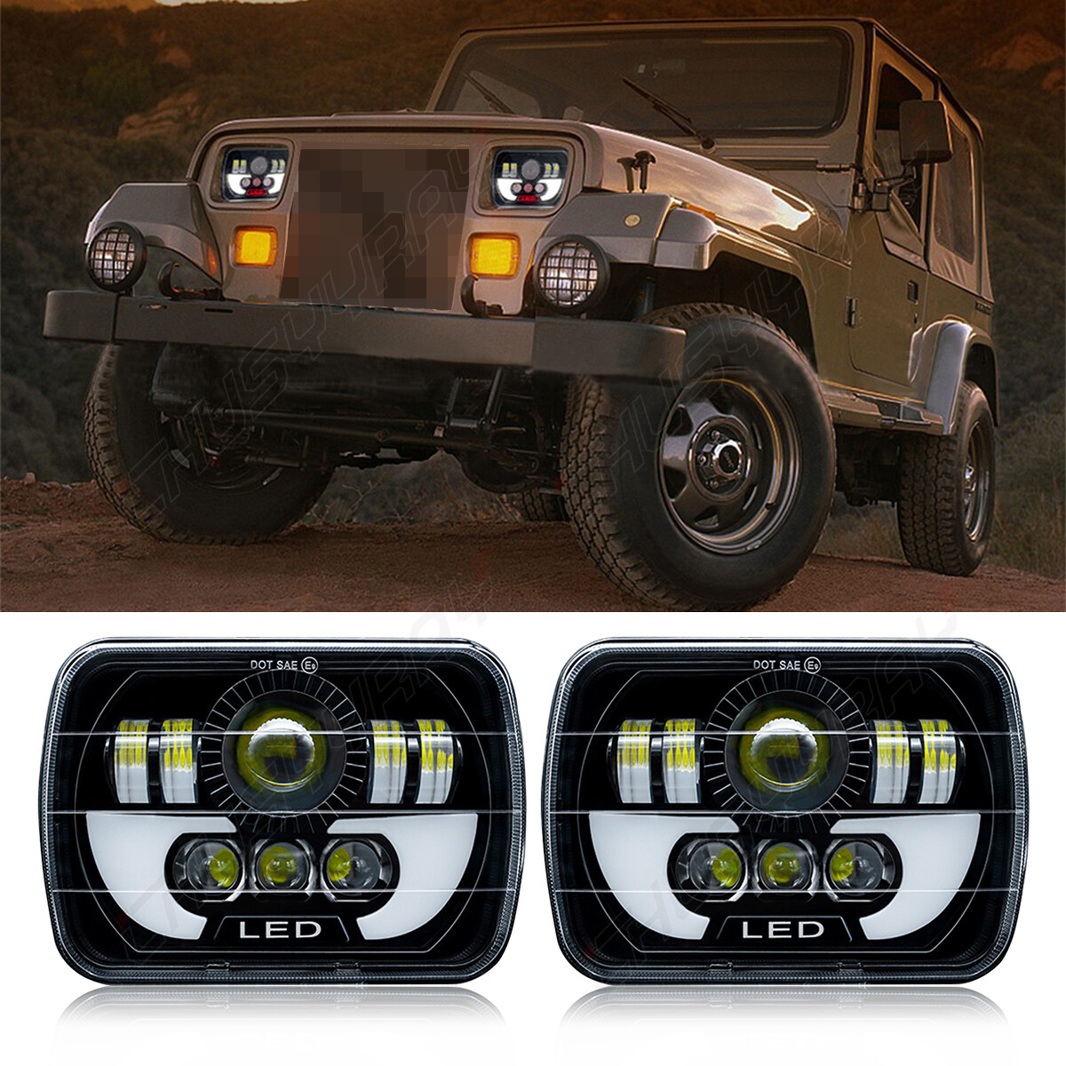 For Toyota Pickup 1982-1995 Truck DOT 7×6″ LED Headlight Pure White Bright H6054