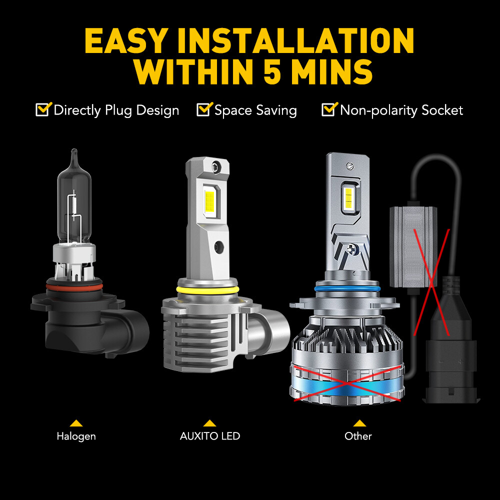 4x AUXITO 9005 H11 LED Combo Headlight Bulbs High Low Beam Kit Extremely White