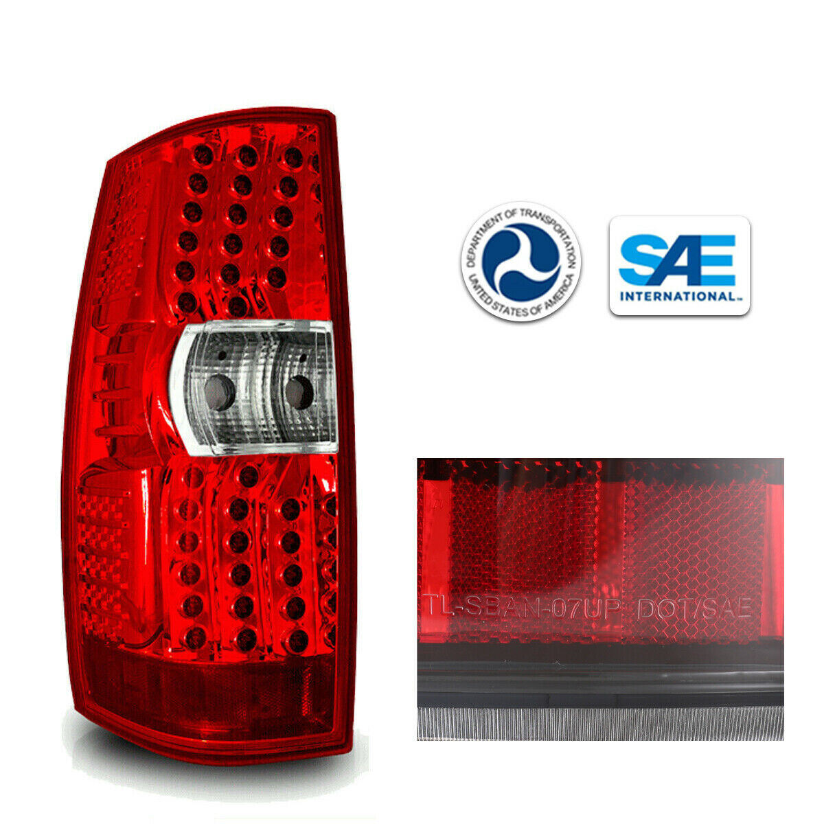 For 2007-2014 Chevy Suburban Tahoe LED Tail Lights Chrome Red Rear Brake Lamps
