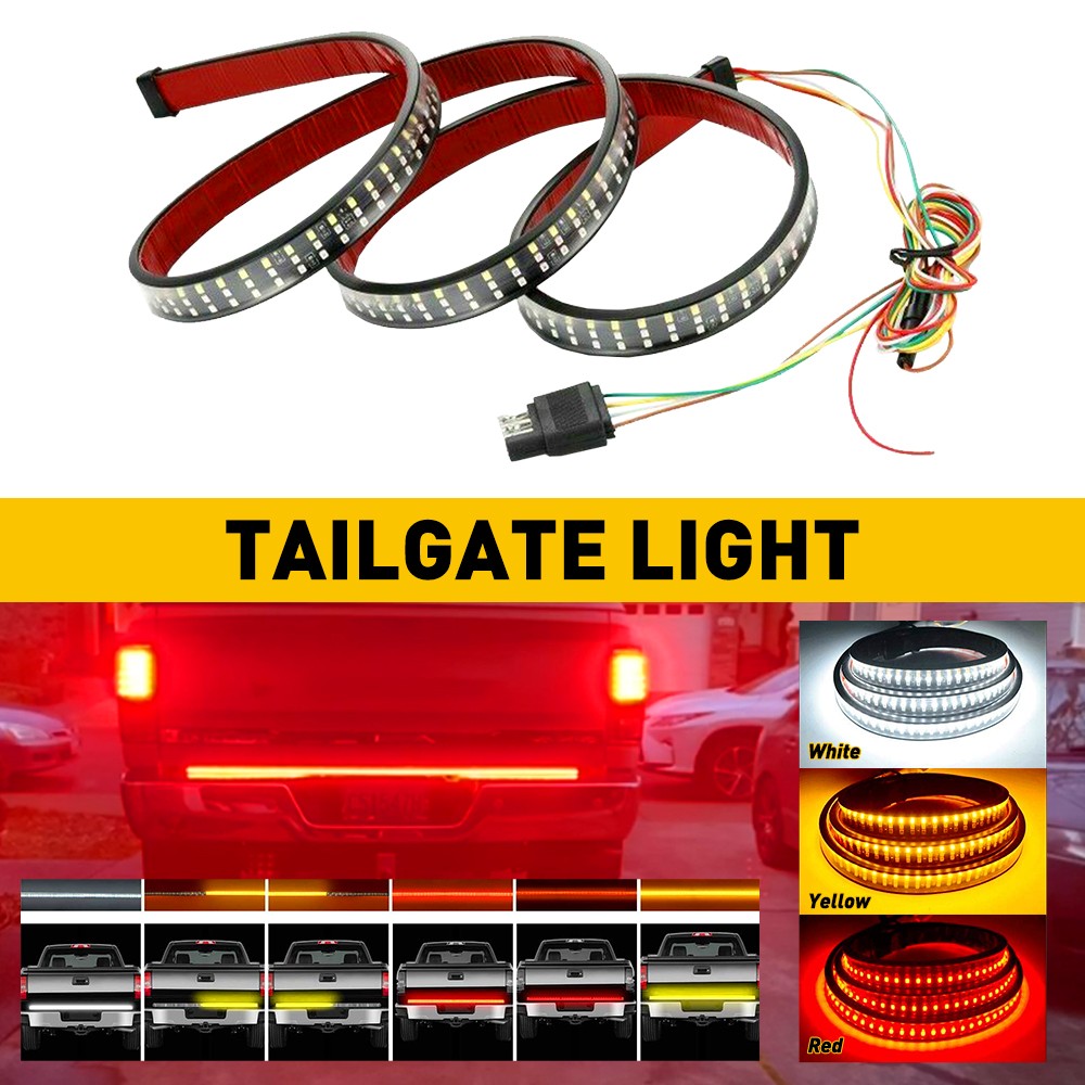 48″ 3 Row LED Strip Tailgate Light Bar Car Truck Reverse Brake Tail Signal Light