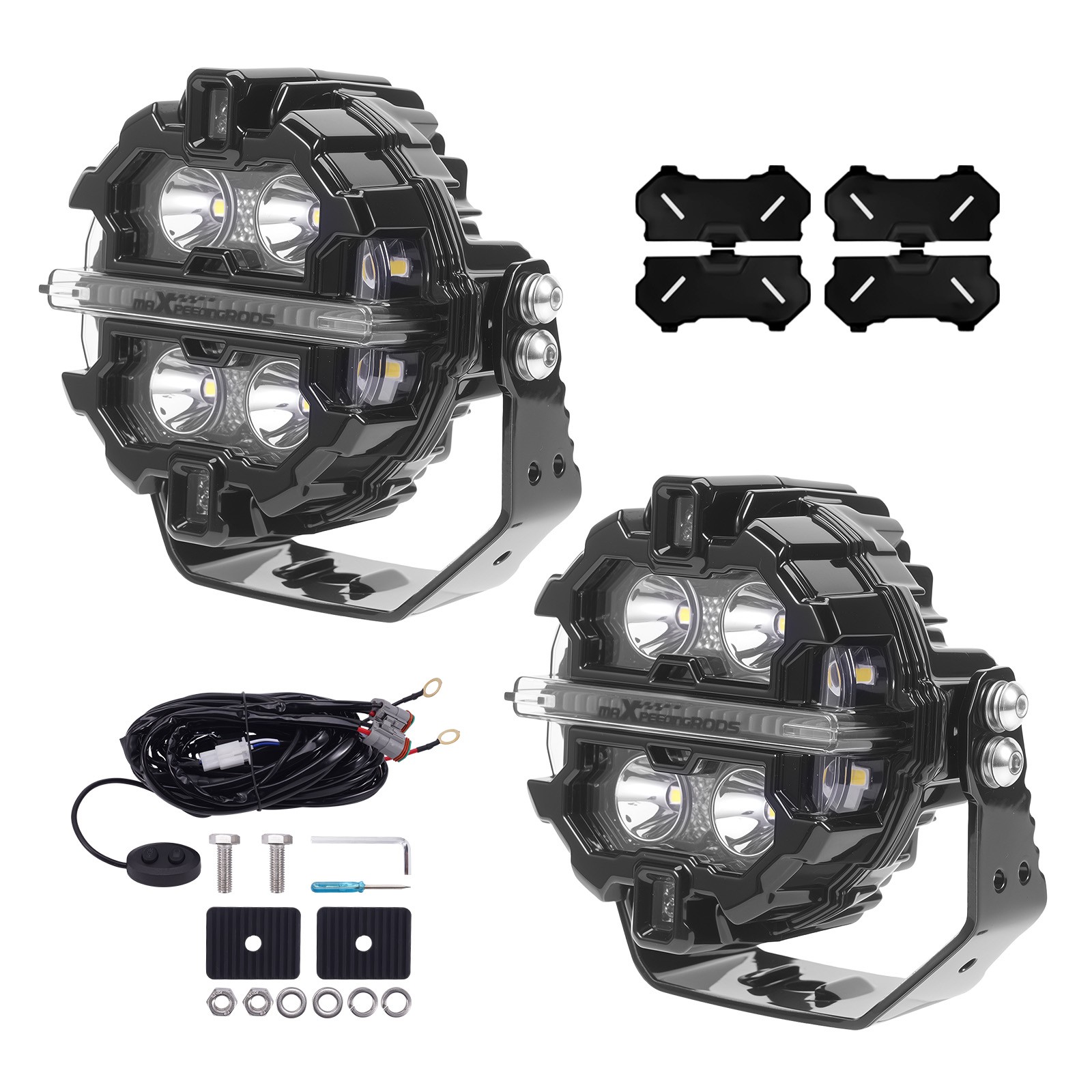 LED Driving Lights 3.5inch 160W Spot Beam RGB Pods DRL White Amber IP68 19200LM
