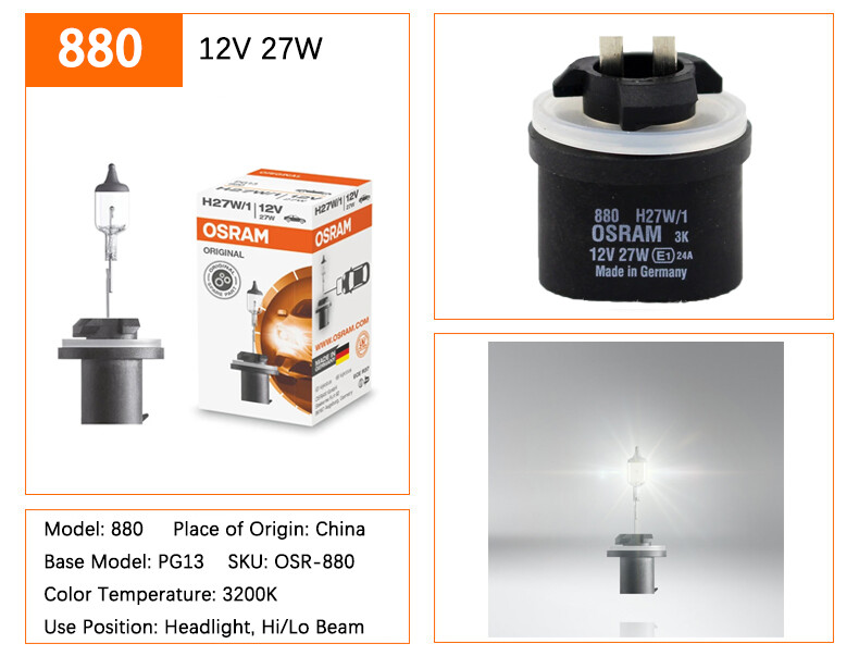 2X OSRAM 881 880 12V 27W 3200K Halogen Headlight Car Fog lamp Make in Germany