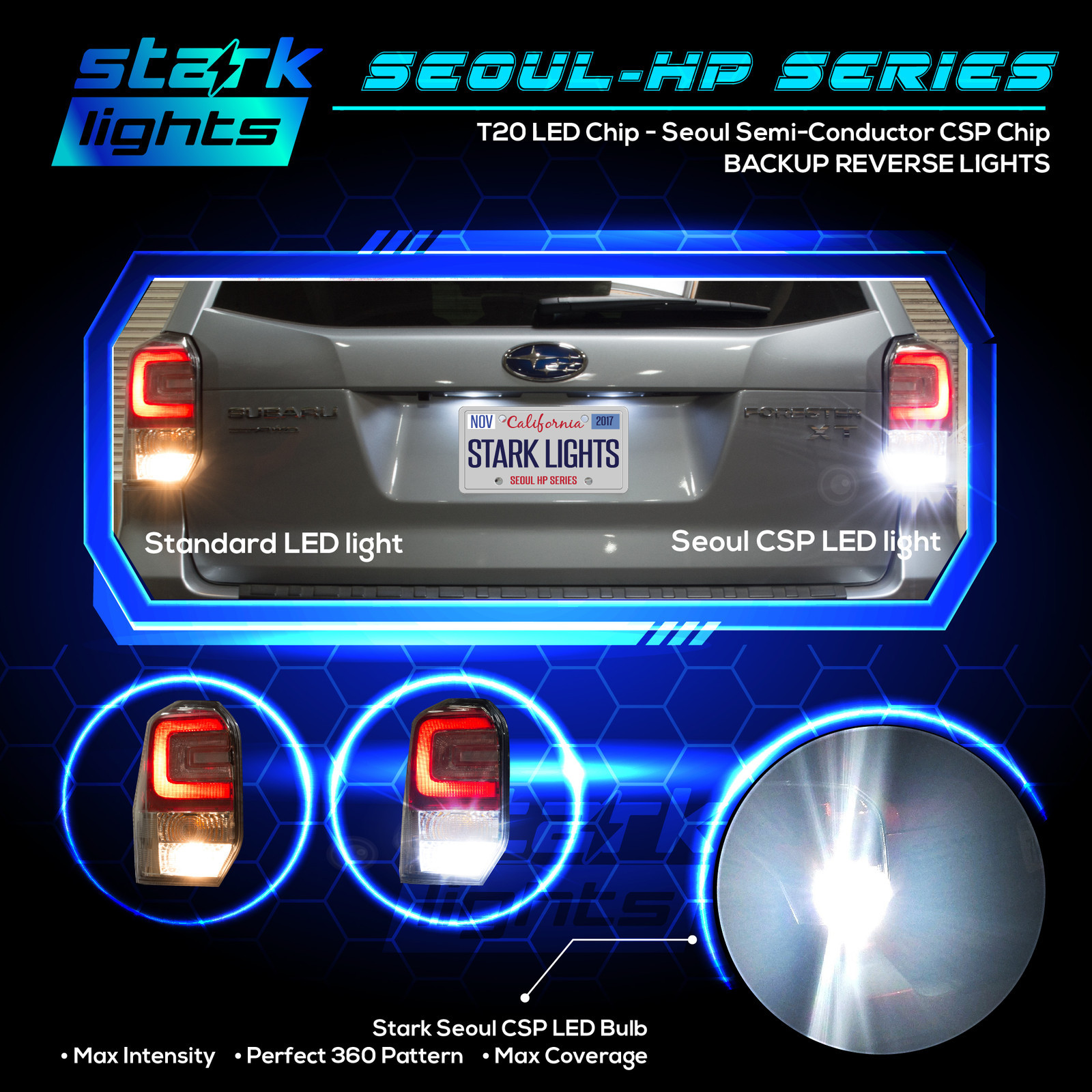 True 2400LM Korean CSP High Power Reverse Back Up Light Bulb Kit 6K White – T20