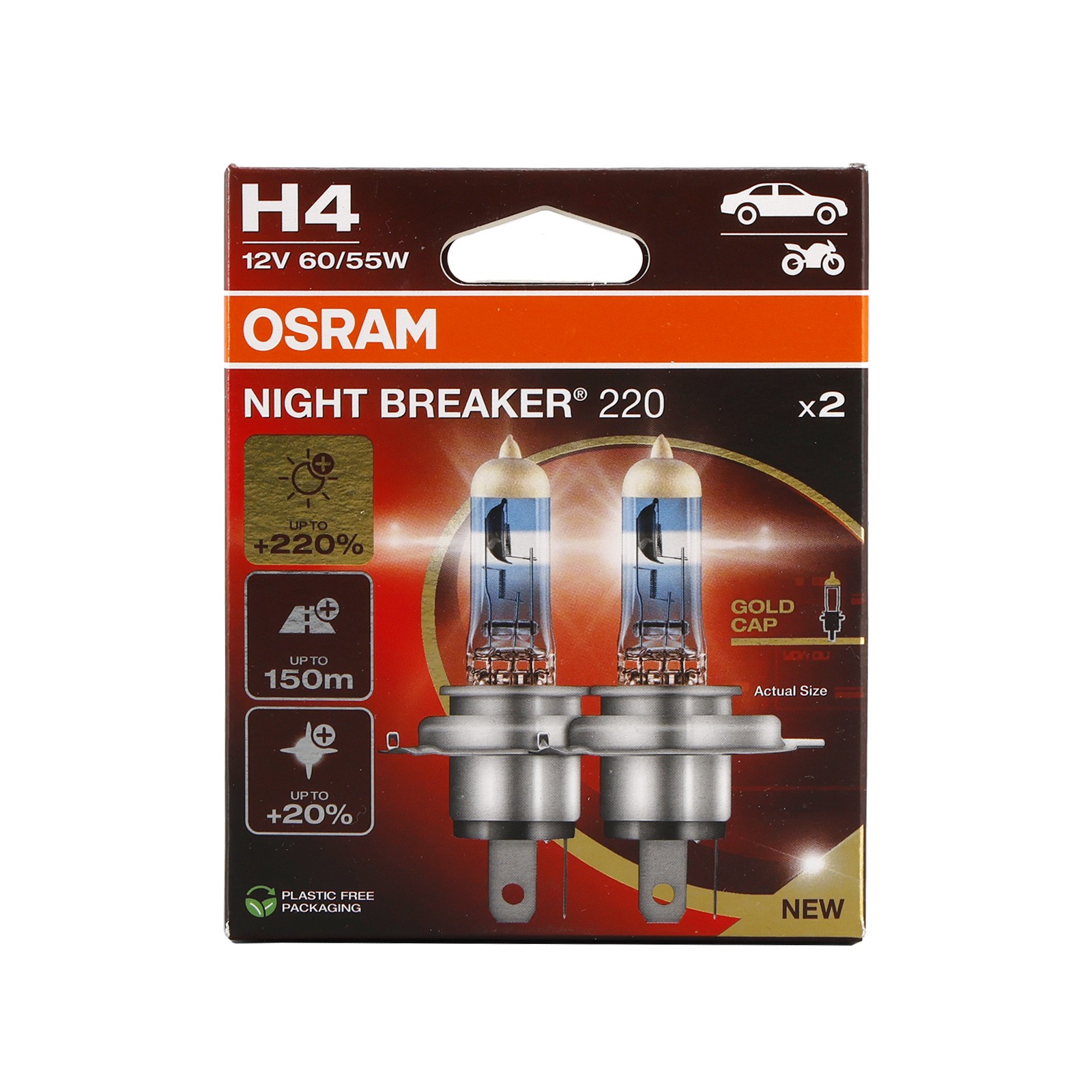 2PCS Car Lamp Night Breaker H4 64193NB220 12V 60/55W For OSRAM