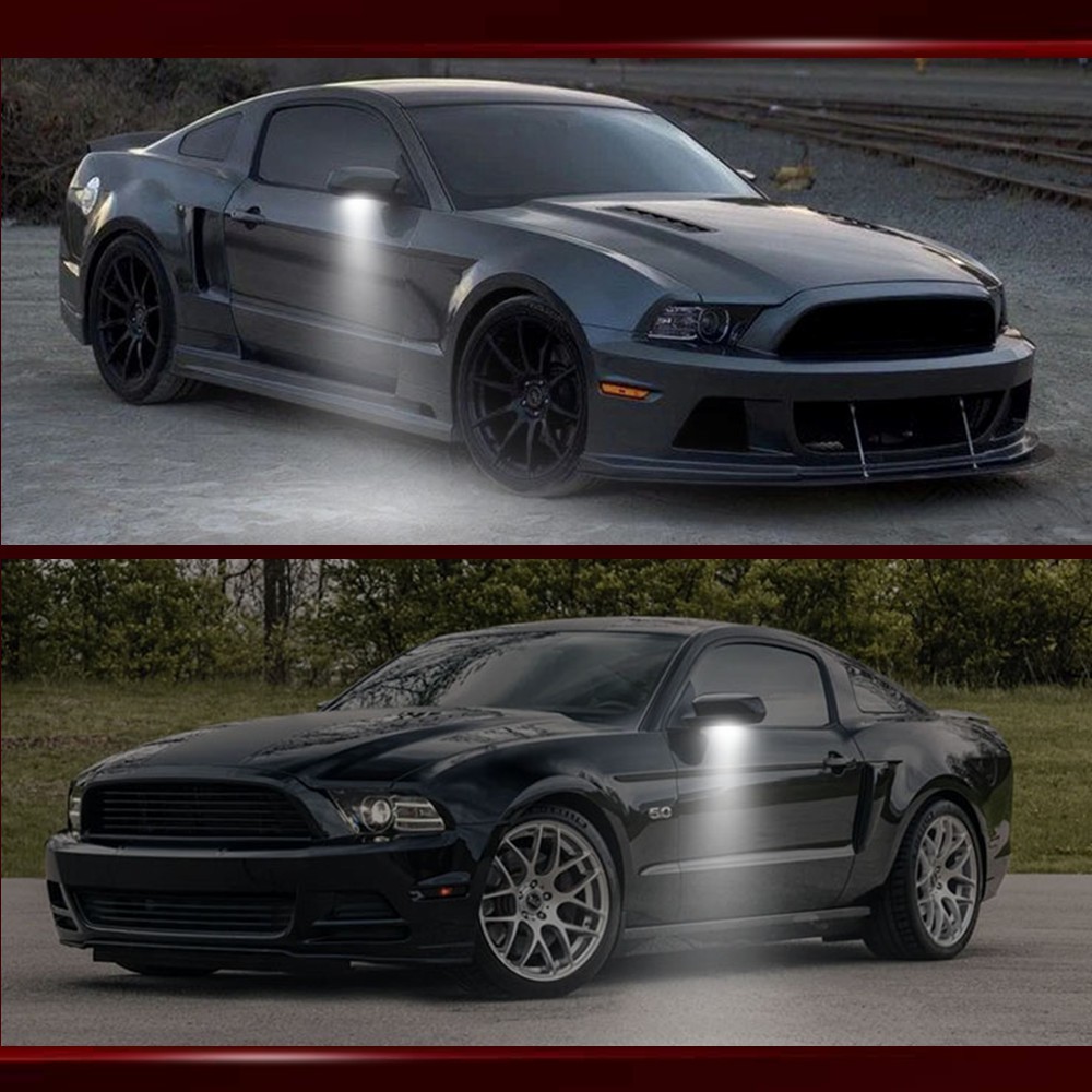 For Ford Mustang 2013-2014 White LED Side Mirror Puddle Lights Front Left& Right