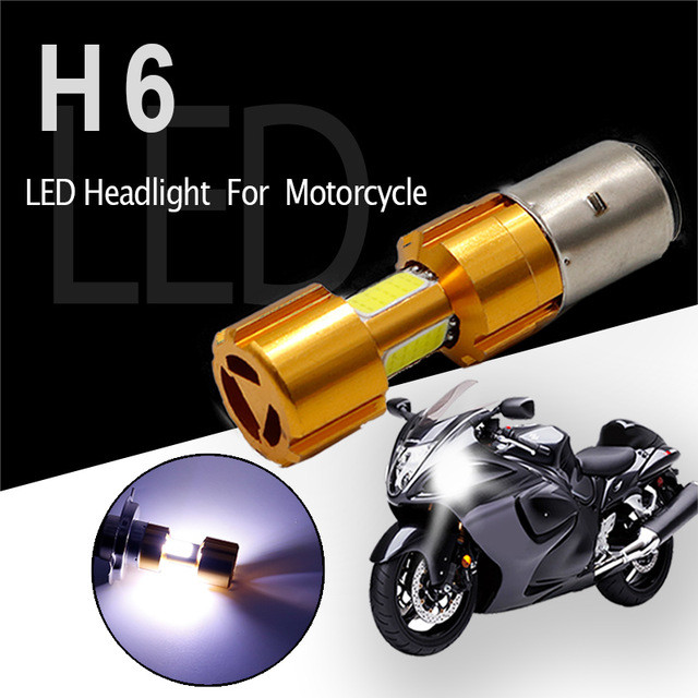 2X12W Ba20D H6 Motorcycle Headlight COB LED Bulbs Scooter ATV 1000LM Bikes Lamps