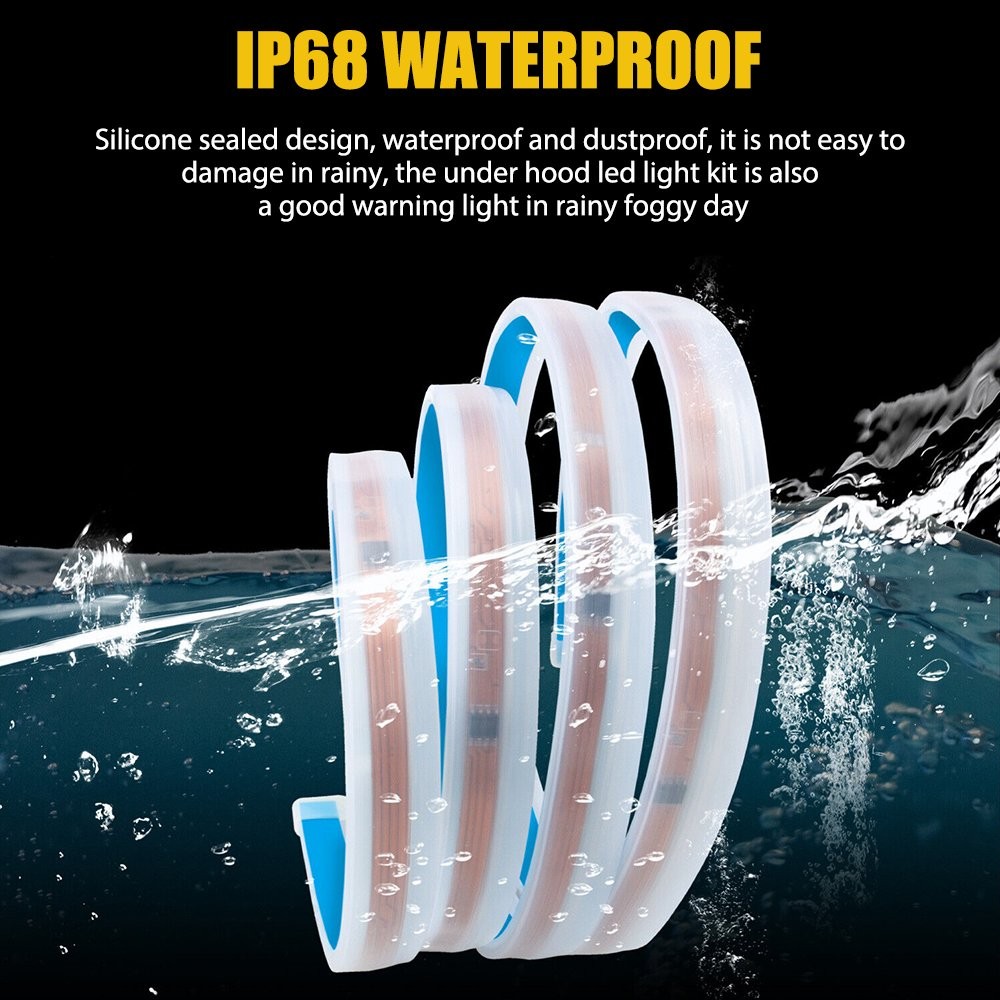 Car Hood Dynamic Scan LED Daytime Running Light Strip Waterproof Lamp Decor 1.5m