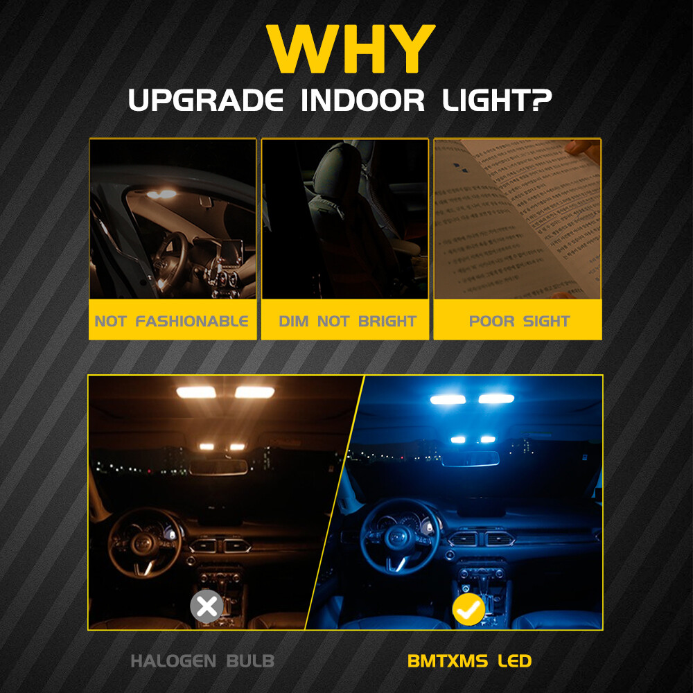 10x Blue Interior LED Lights Map Dome License Bulbs for Hyundai Venue 2020-2024
