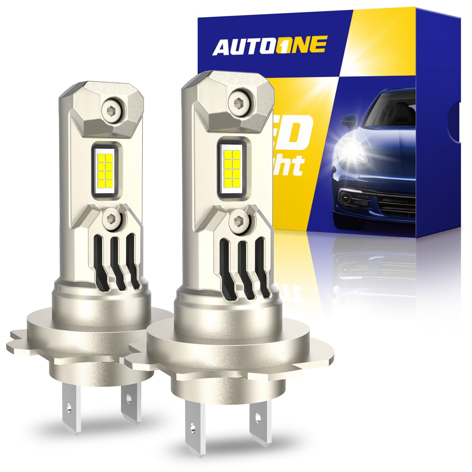 AUTOONE H7 LED Headlight Bulbs Conversion Kit Hi/Low Beam 6000K Super White 10S
