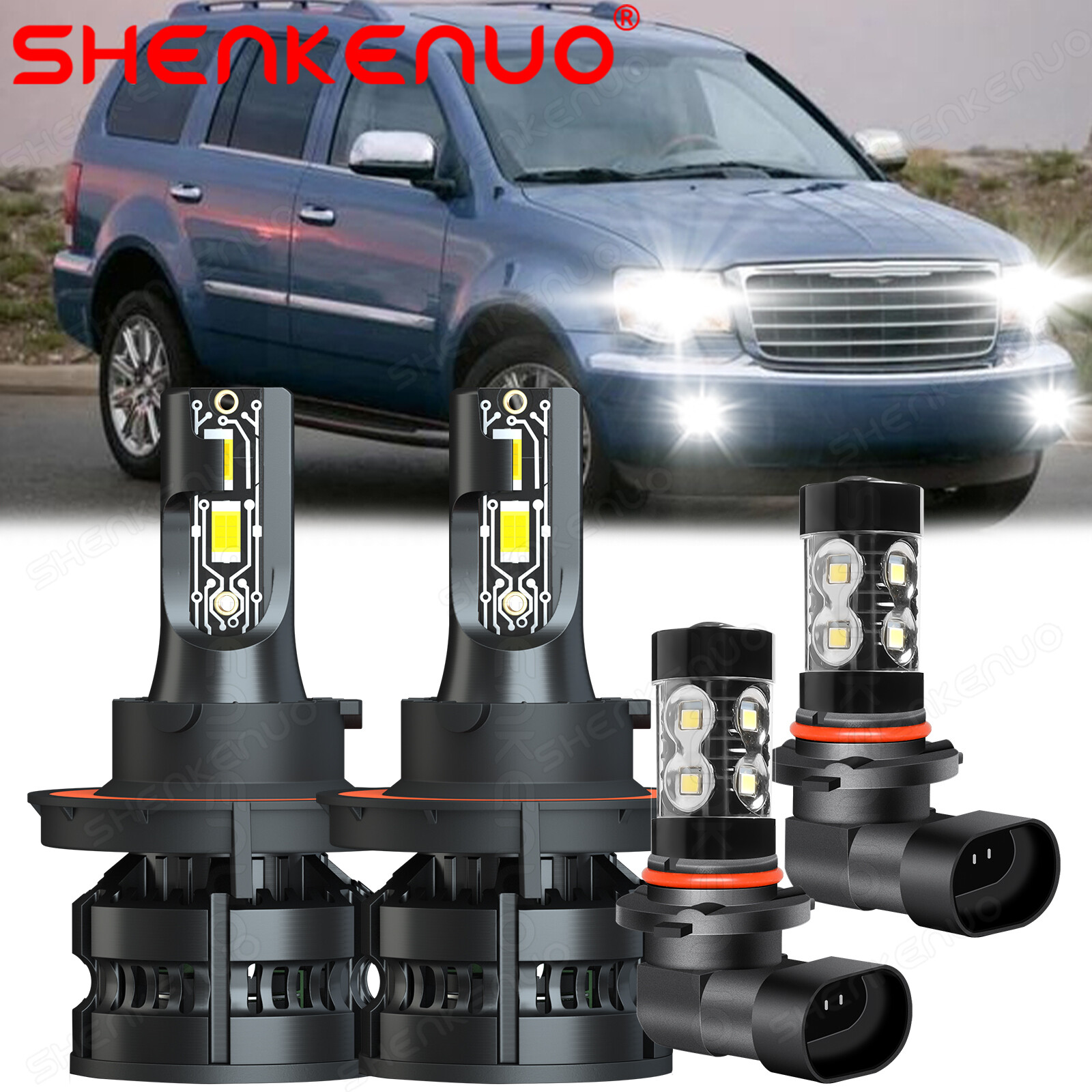 For Chrysler Aspen 2007-2009 Combo 9008 H13 9145 LED Headlight Fog Light 4xBulbs