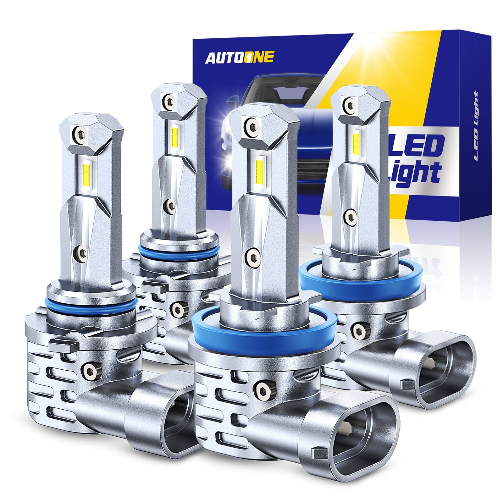 AUTOONE H11 9005 LED Headlight Bulbs 80000LM 6500K White High Low Beam Combo